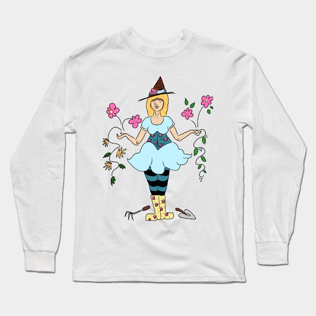 Garden Witch Long Sleeve T-Shirt by Mernion